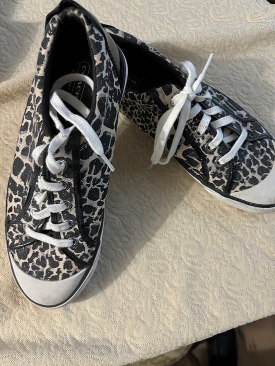 Coach Shoes - Coach Women's Black & White Leopard-Print Canvas Sneakers
